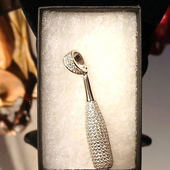 SP 925 Sterling Silver Baseball bat Necklace Pendant - Picture 3 of 5